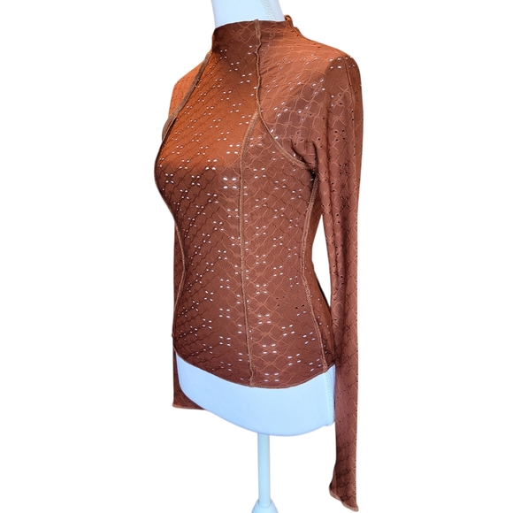 Urban Outfitters Natalia Mock Neck Fitted Long Sleeve Top - Picture 3 of 7